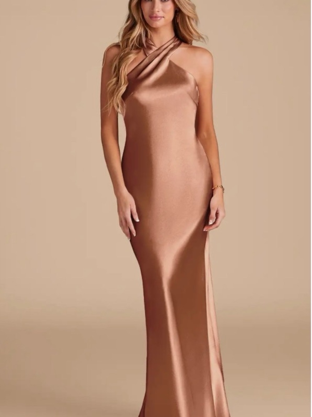 Azazie bronze satin halter NWT